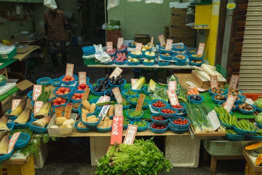 grocery shopping at local farmer’s market