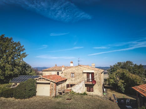 solar panels on a rural home