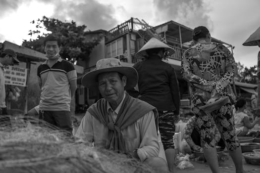 local market bustling with activity