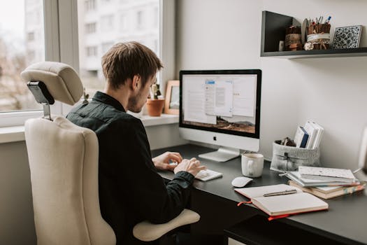 a person working from home, enjoying the view