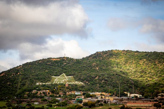 rural town with community center