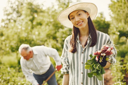 happy farmer with crops