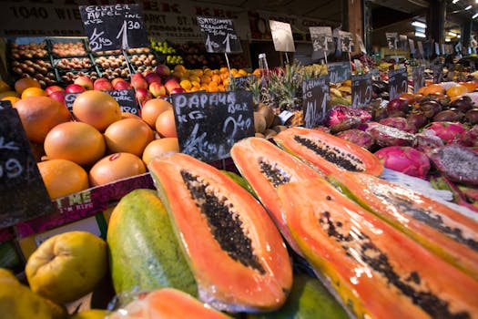 colorful market display of seasonal produce