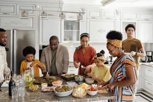 family enjoying a home-cooked meal