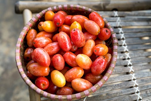 fresh fruits and vegetables at a local market