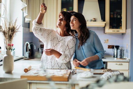 family prepping meals in the kitchen