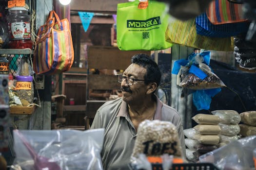 friendly vendor engaging with customers