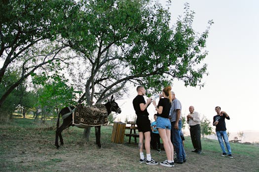 happy family enjoying a picnic in a rural area