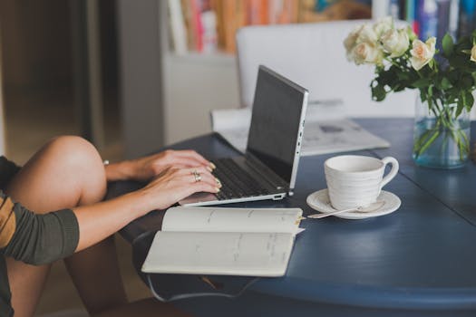 a person working from home on a laptop