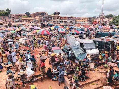 a community gathering at a local market