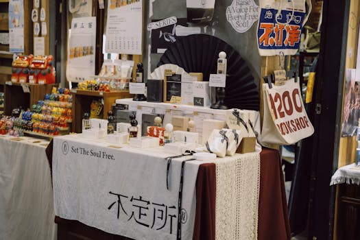 vintage items on display at a flea market