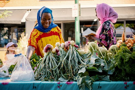 colorful local market with fresh produce